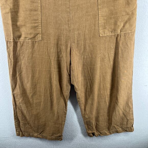 UNIVERSAL THREAD Overalls M Utility Cropped Jumpsuit Relaxed Linen Blend Brown - Picture 8 of 12